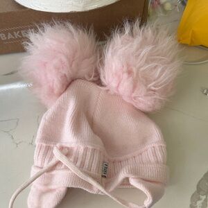 Girls Pink Tindra Double Pom-Pom Hat